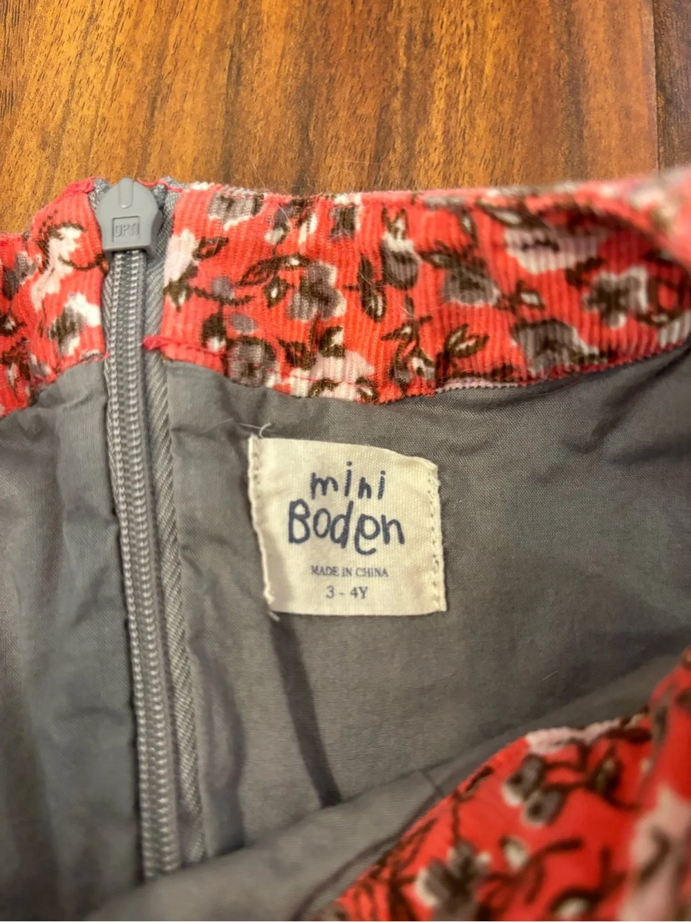 Mini Boden pink floral corduroy sleeveless dress